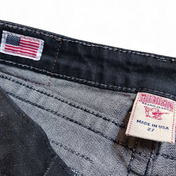 True Religion Serena Y2K Glitter Jeans Size 27 Dark Wash Skinny Made in USA - Picture 6 of 14